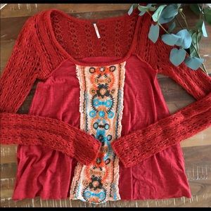 Free People Orange Knit Sweater